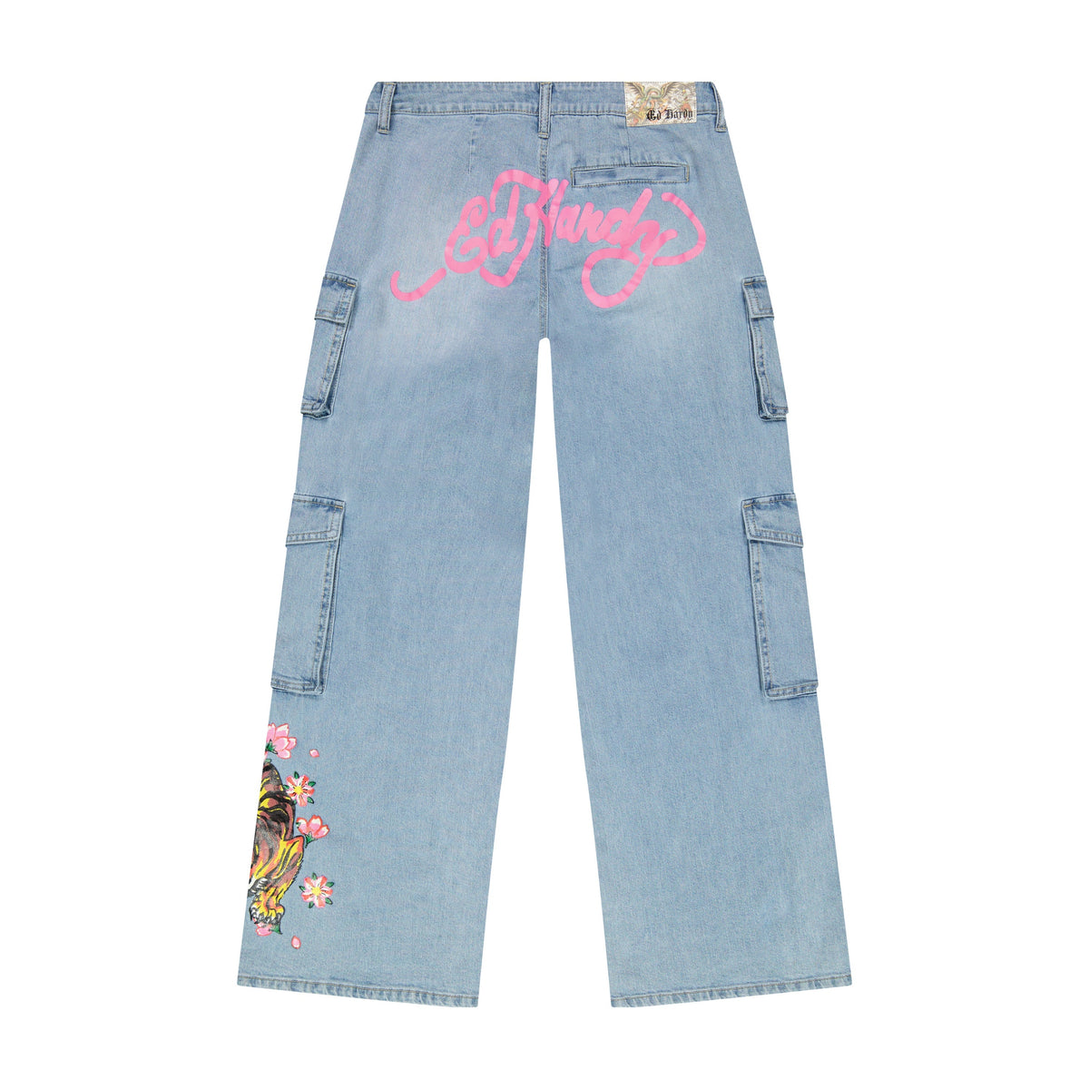 Tiger Flowers Cargo Jean Retro Light Wash | Ed Hardy