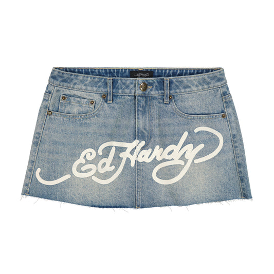 Dragon Denim Mini Skirt LIGHT WASH | Ed Hardy