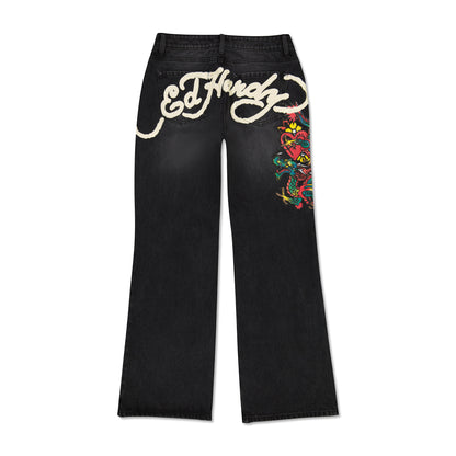 Dragon Low Waist Baggy Jean BLACK | Ed Hardy
