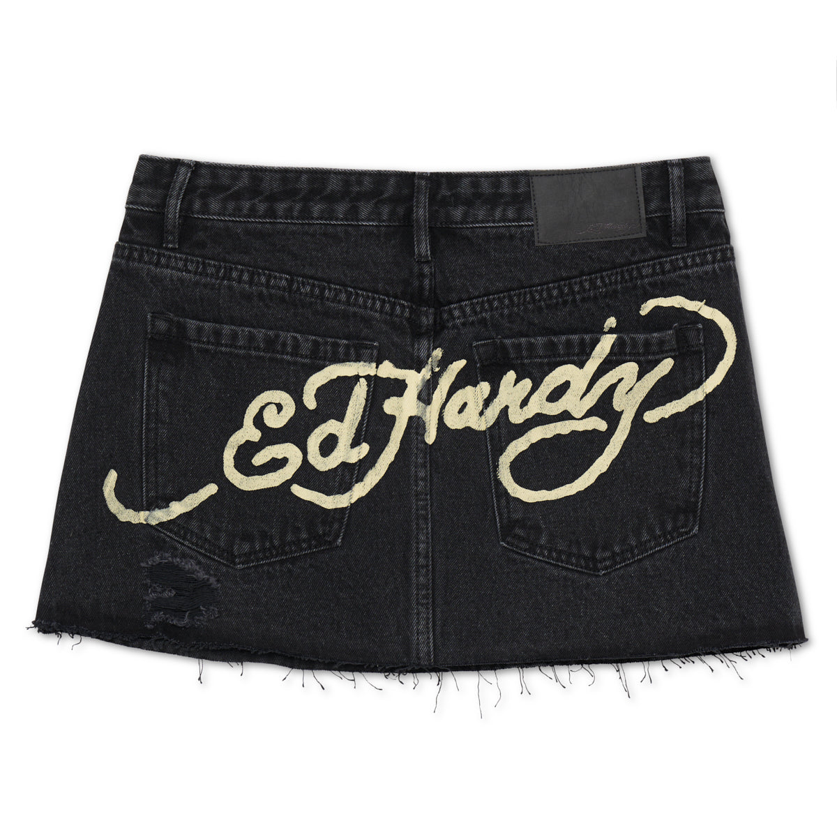 Panther Roses Denim Skirt BLACK WASH | Ed Hardy