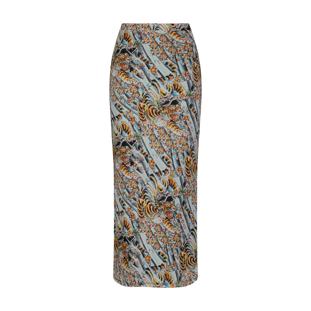Tiger Print Mesh Maxi Skirt SKY | Ed Hardy