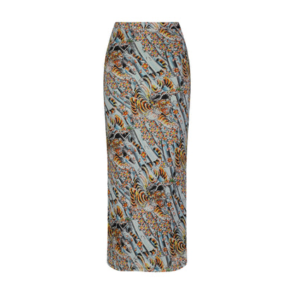Tiger Print Mesh Maxi Skirt SKY | Ed Hardy