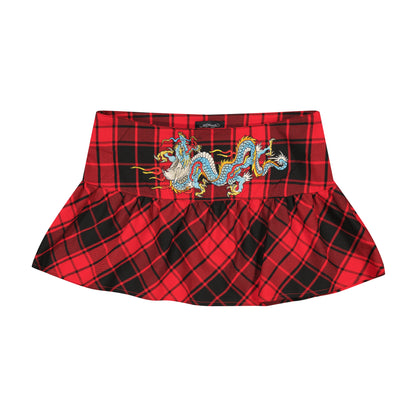 Dragon Plaid Flare Miniskirt Red | Ed Hardy