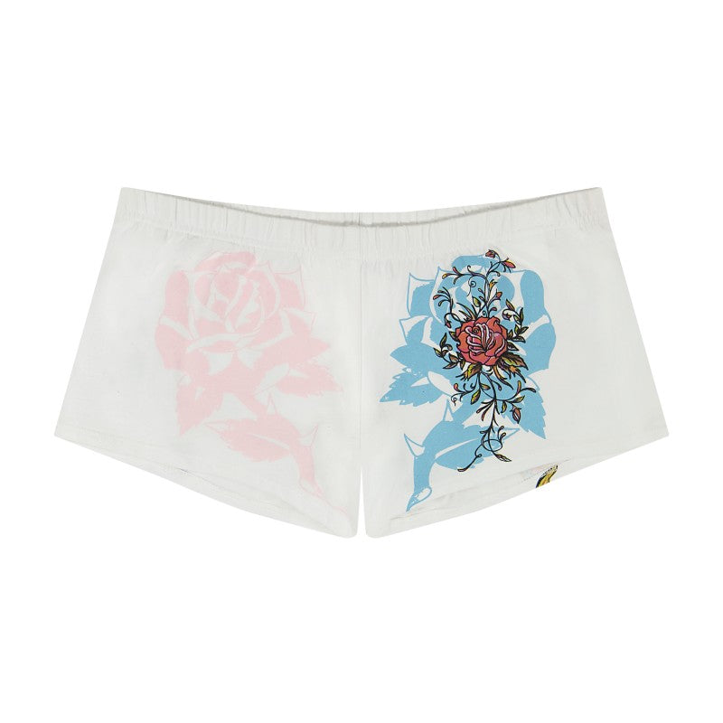 Blue Leopard Booty Biker Shorts WHITE | Ed Hardy