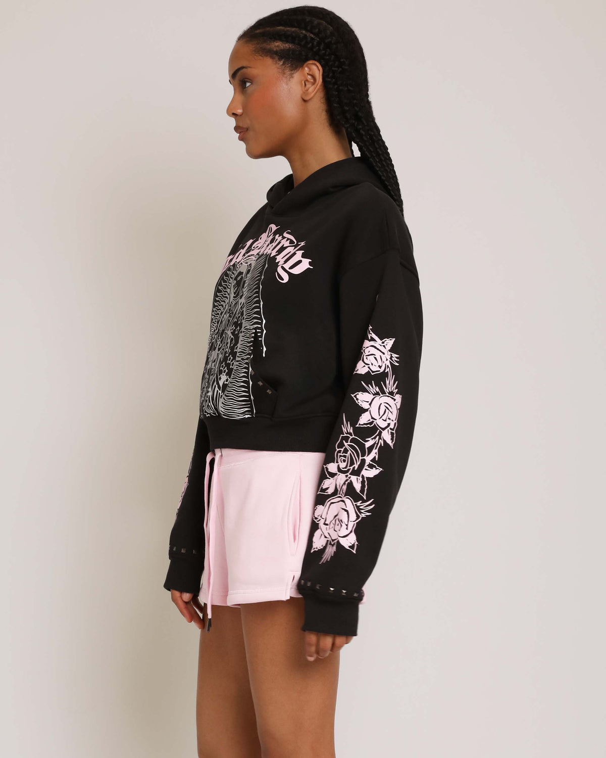Flame Cross Y2K Fleece Shorts PINK BALLERINA | Ed Hardy
