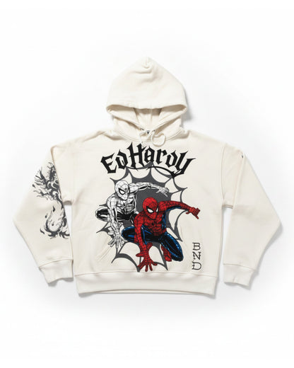 Spider-Man Triple SM Boxy Fleece Hoodie IVORY | Ed Hardy