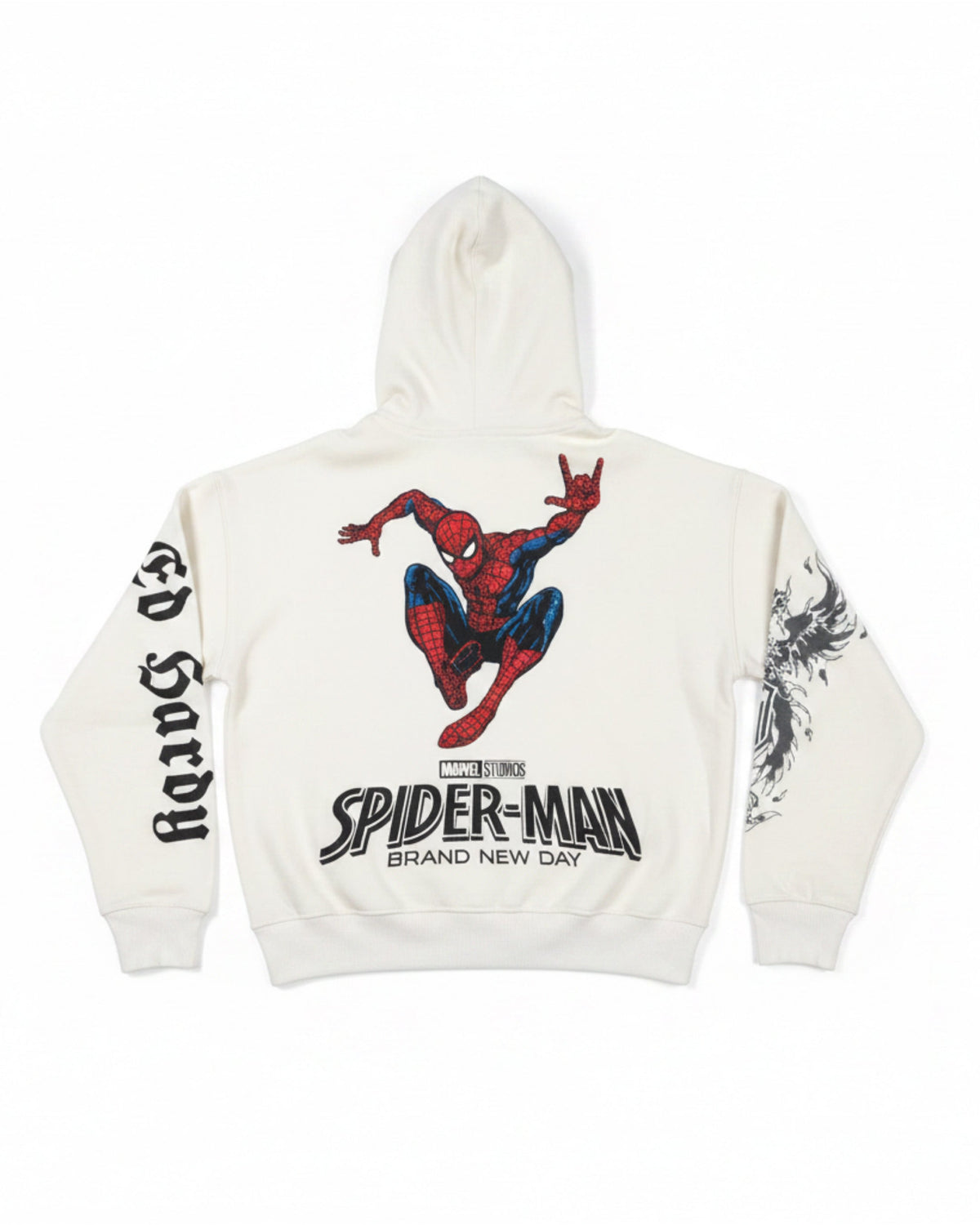 Spider-Man Triple SM Boxy Fleece Hoodie IVORY | Ed Hardy