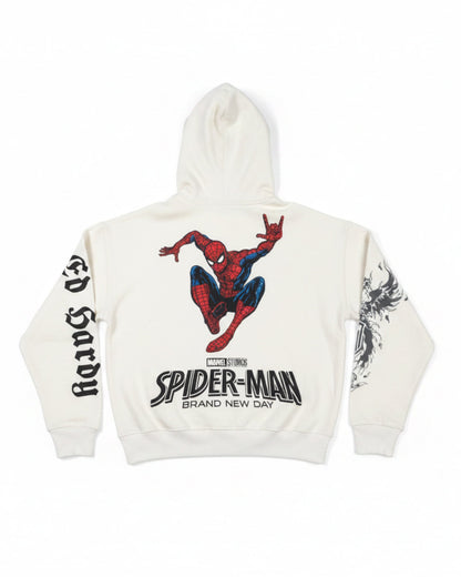 Spider-Man Triple SM Boxy Fleece Hoodie IVORY | Ed Hardy