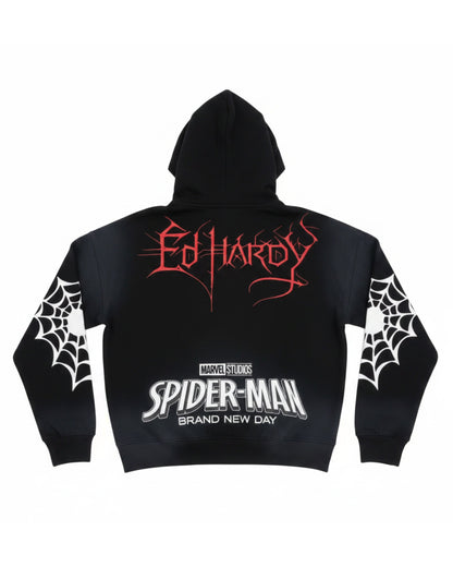 Heart Web Boxy Zip Hoodie SUNFADE BLACK | Ed Hardy