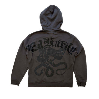 Dragon Flame Men's Zip Hoodie CHARCOAL | Ed Hardy