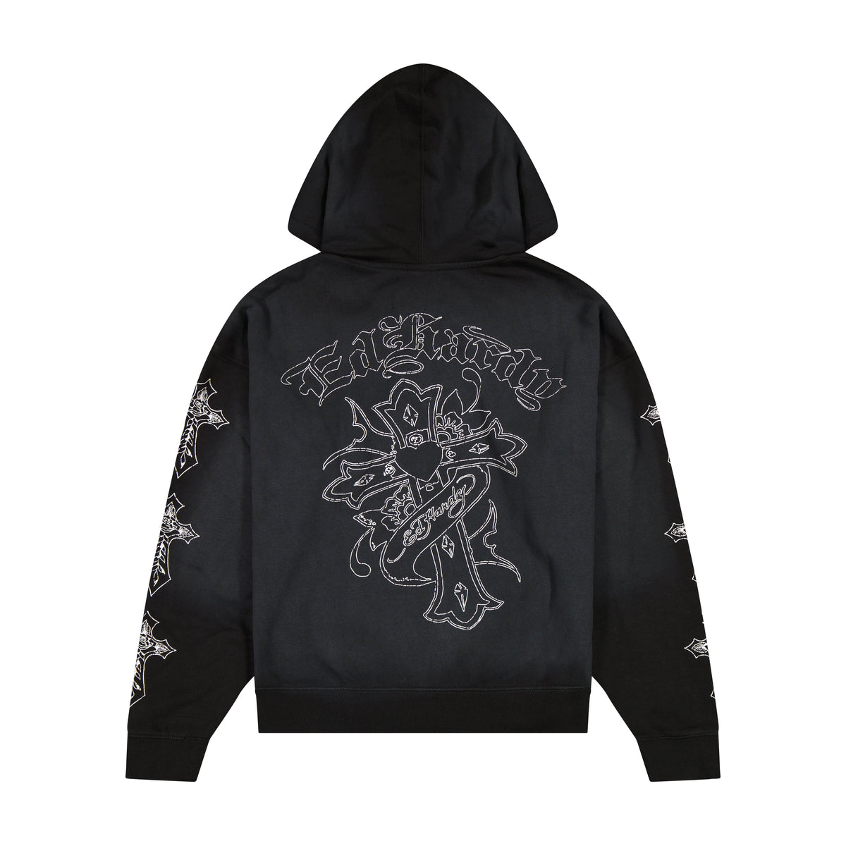 Crosses Boxy Zip Hoodie SUNFADE BLACK | Ed Hardy