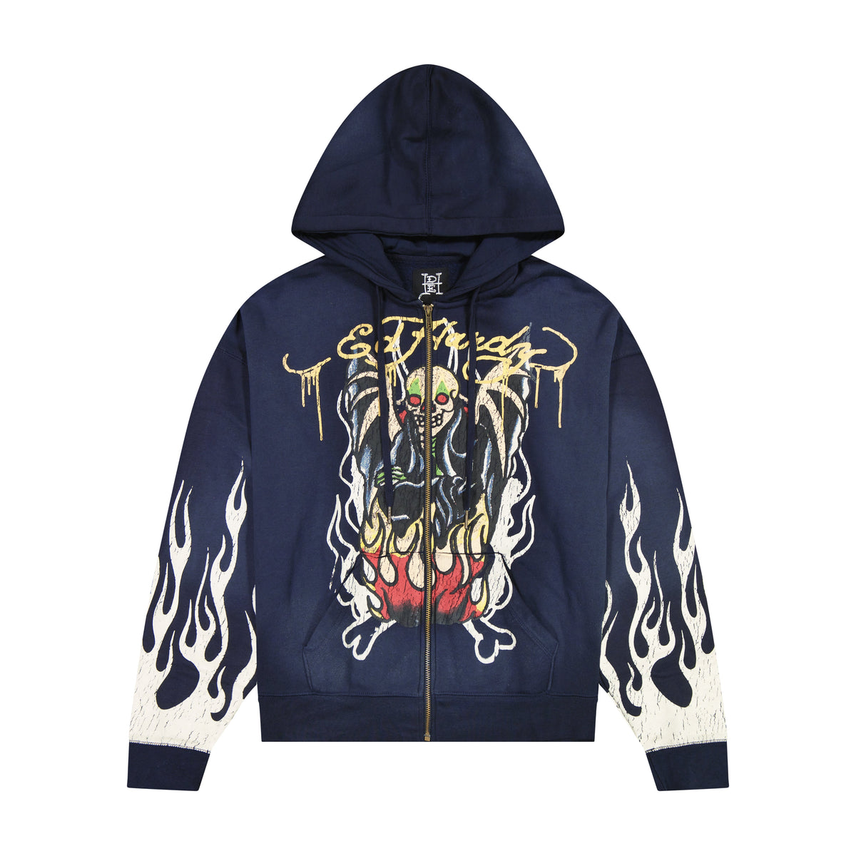 Fire Lord Boxy Zip Hoodie - Sunfade Navy SUNFADE NAVY | Ed Hardy