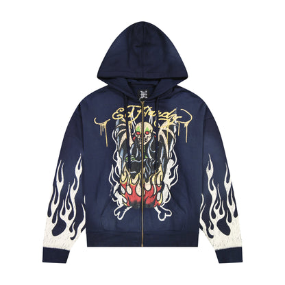 Fire Lord Boxy Zip Hoodie - Sunfade Navy SUNFADE NAVY | Ed Hardy