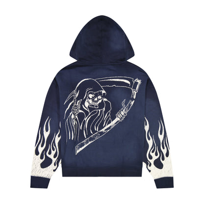 Fire Lord Boxy Zip Hoodie - Sunfade Navy SUNFADE NAVY | Ed Hardy