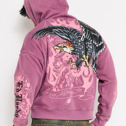 Eagle Boxy Fleece Hoodie MINERAL ROSE | Ed Hardy
