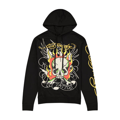 Fire Skull Pullover Hoodie BLACK | Ed Hardy