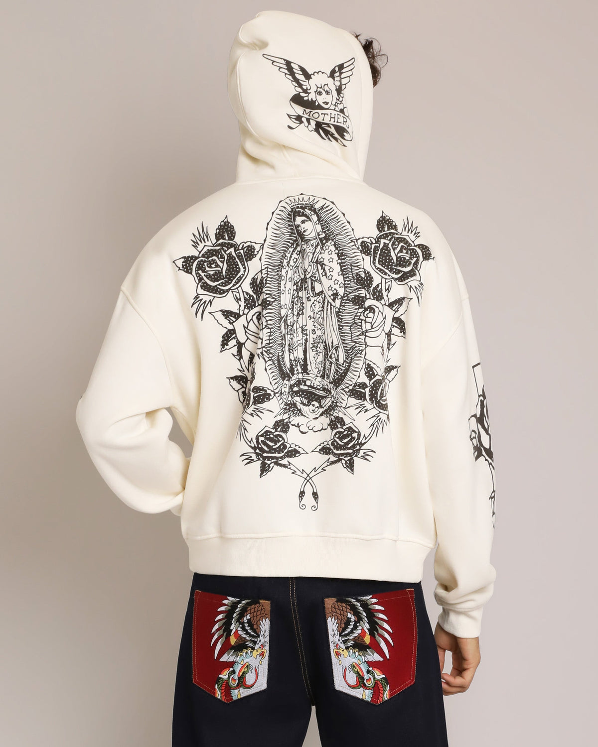 Mary Boxy Zip Hoodie IVORY | Ed Hardy