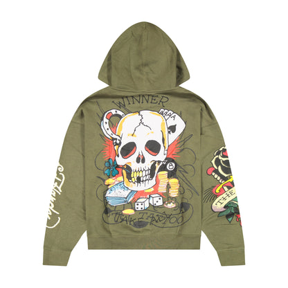Snakes Boxy Zip Hoodie ARMY GREEN | Ed Hardy