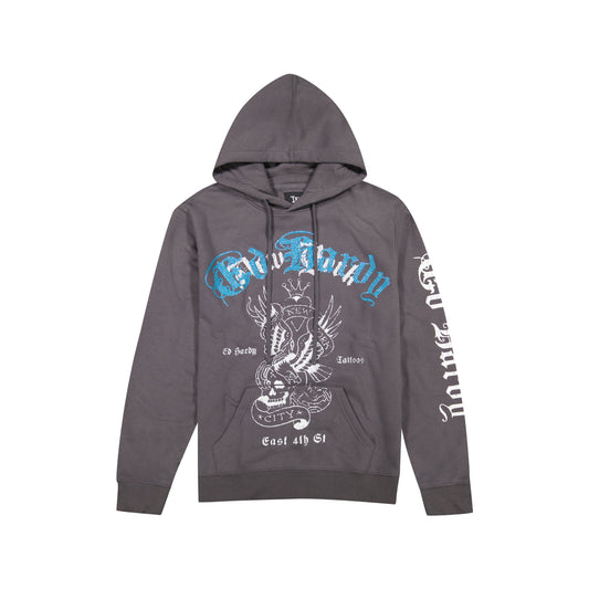 NY Eagle Men's Hoodie CHARCOAL | Ed Hardy