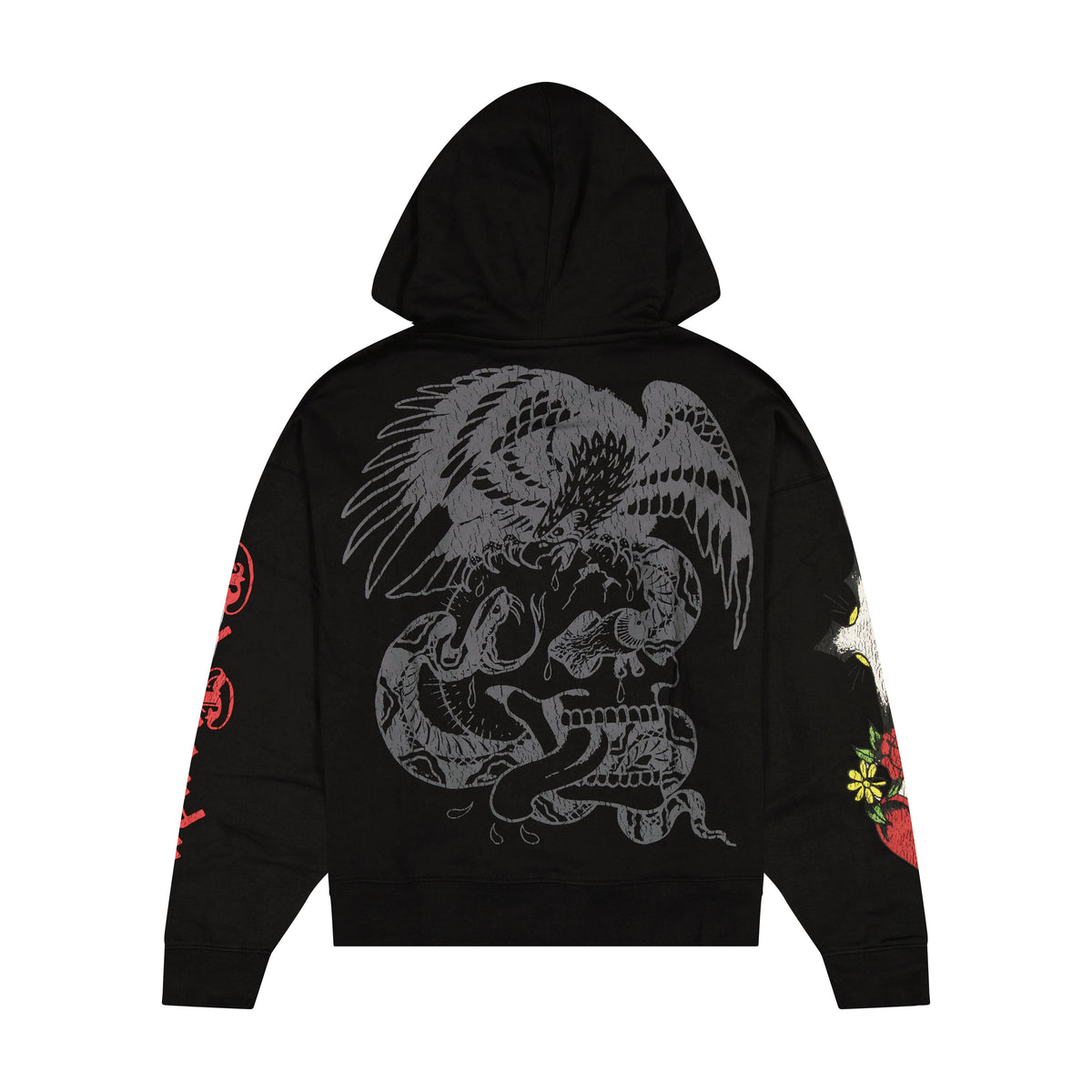 Heart Cross Boxy Fleece Hoodie BLACK | Ed Hardy