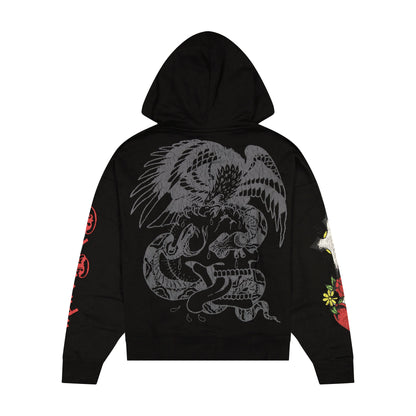 Heart Cross Boxy Fleece Hoodie BLACK | Ed Hardy