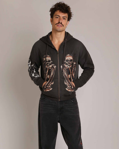 Skeles Boxy Zip Hoodie - Sunfade Grey SUNFADE GREY | Ed Hardy