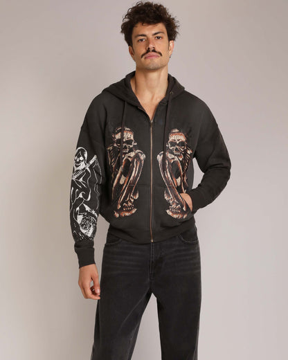 Skeles Boxy Zip Hoodie - Sunfade Grey SUNFADE GREY | Ed Hardy