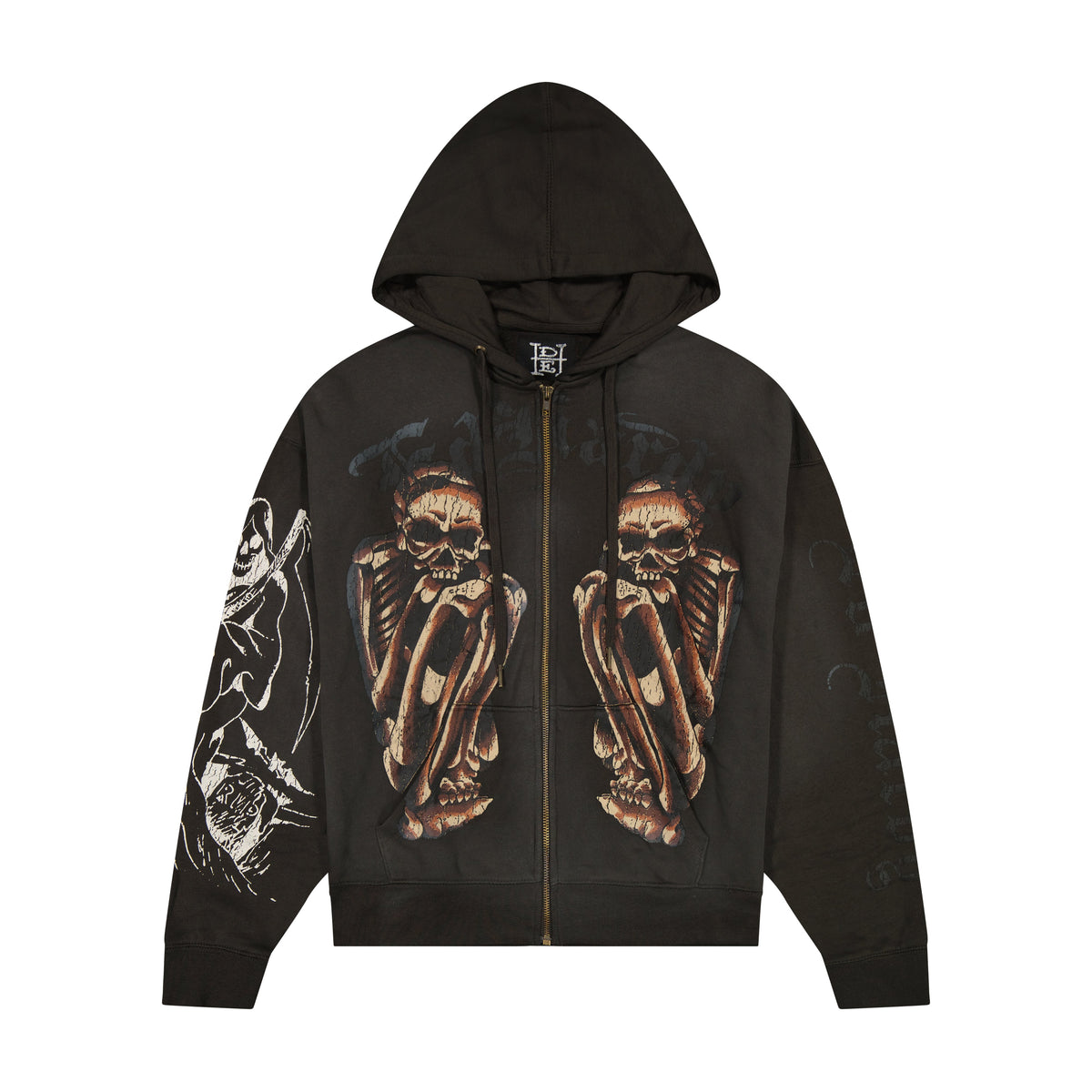 Skeles Boxy Zip Hoodie - Sunfade Grey SUNFADE GREY | Ed Hardy