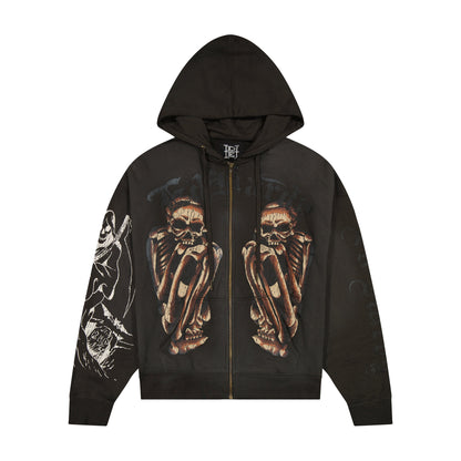 Skeles Boxy Zip Hoodie - Sunfade Grey SUNFADE GREY | Ed Hardy