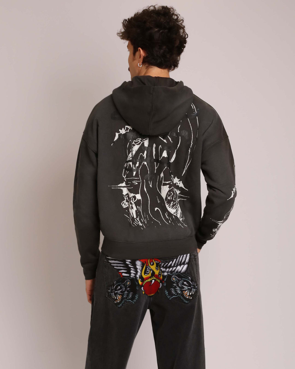 Skeles Boxy Zip Hoodie - Sunfade Grey SUNFADE GREY | Ed Hardy
