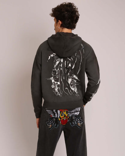 Skeles Boxy Zip Hoodie - Sunfade Grey SUNFADE GREY | Ed Hardy
