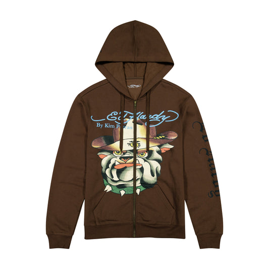 Bulldog Zip Front Hoodie Cocoa | Ed Hardy