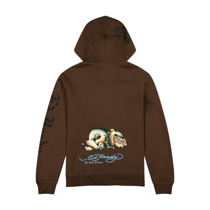 Bulldog Zip Front Hoodie Cocoa | Ed Hardy