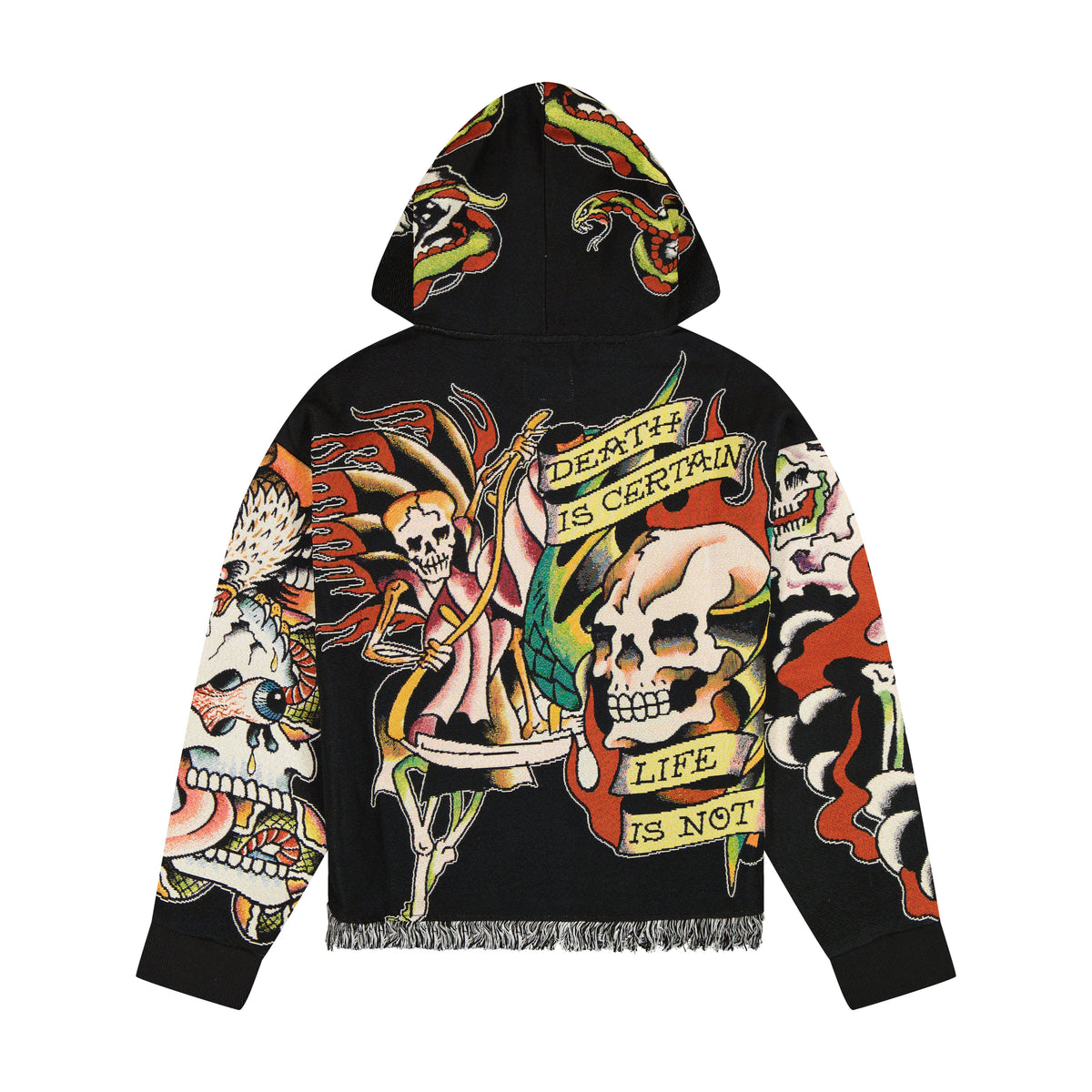 Tattoo Collage Tapestry Hoodie CHARCOAL | Ed Hardy