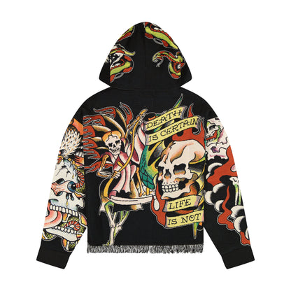 Tattoo Collage Tapestry Hoodie CHARCOAL | Ed Hardy