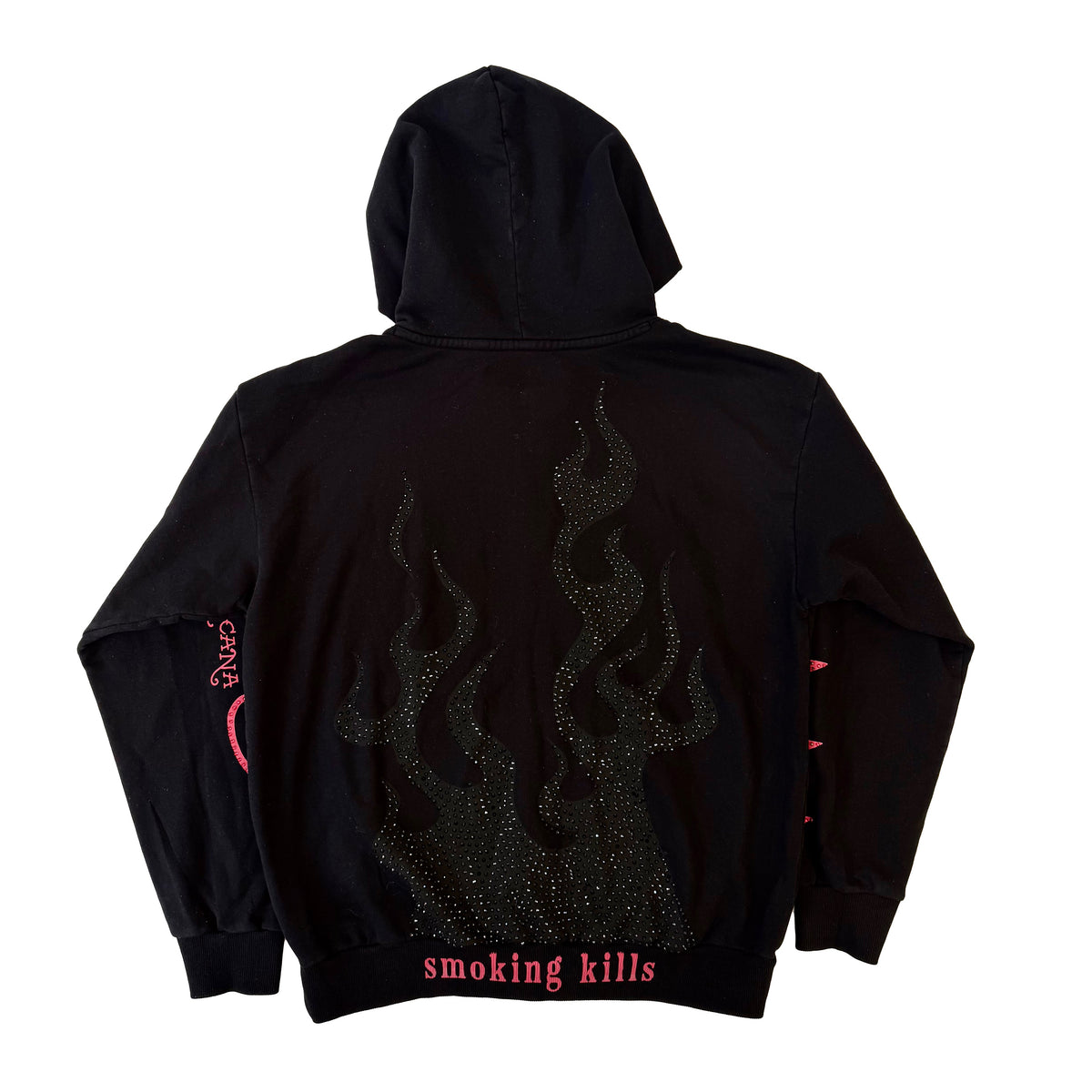 Flames Rhinestone Hoodie VTG BLACK | Ed Hardy