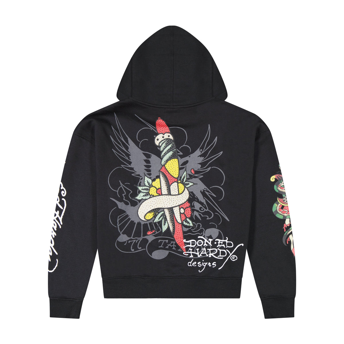Tiger Eagle Boxy Zip Hoodie BLACK | Ed Hardy