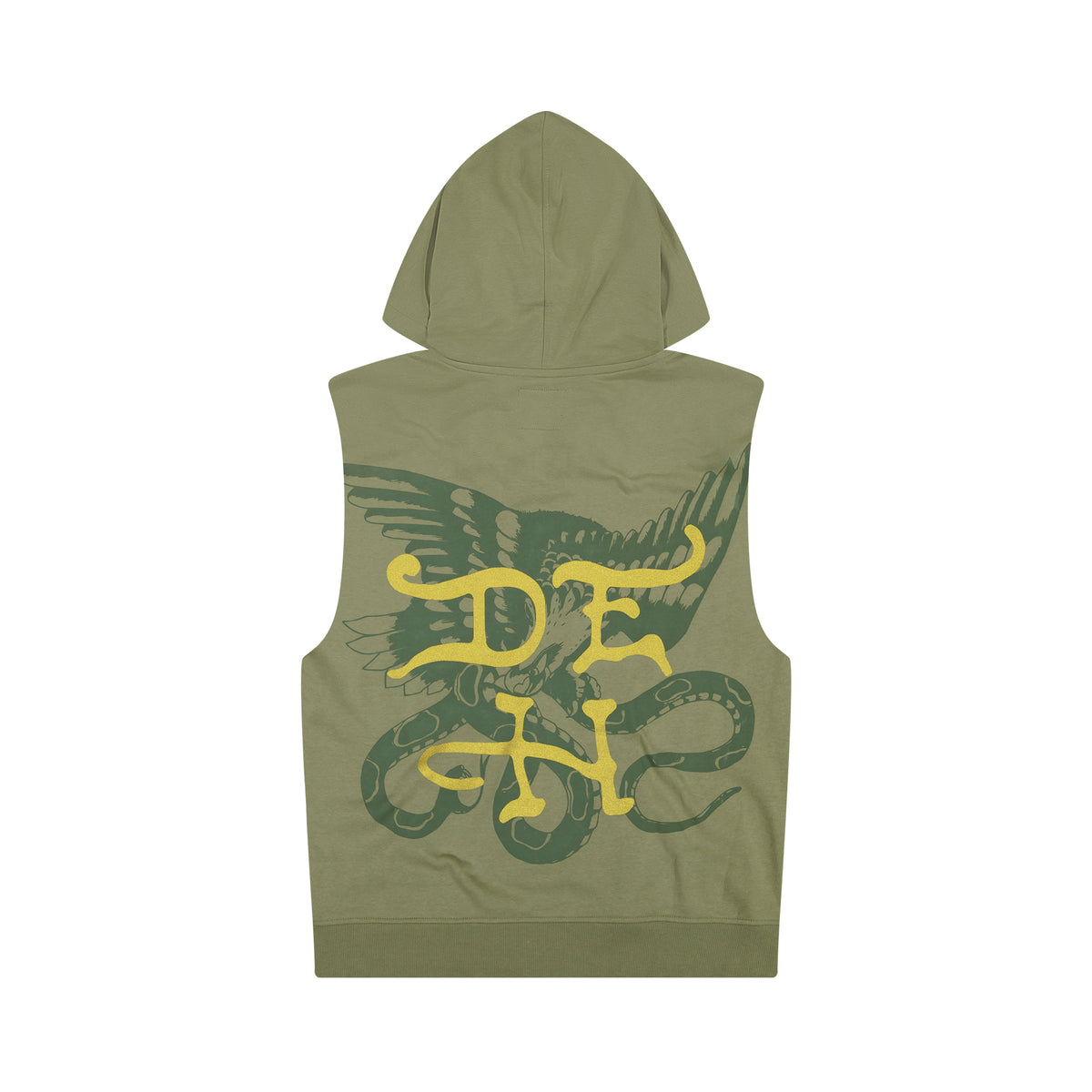 Dagger Rose Fleece Cut Off Hoodie LT OLIVE | Ed Hardy