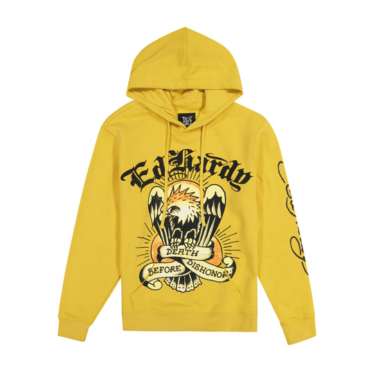 Death Before Dishonor Fleece Pullover Hoodie GOLDEN YELLOW | Ed Hardy