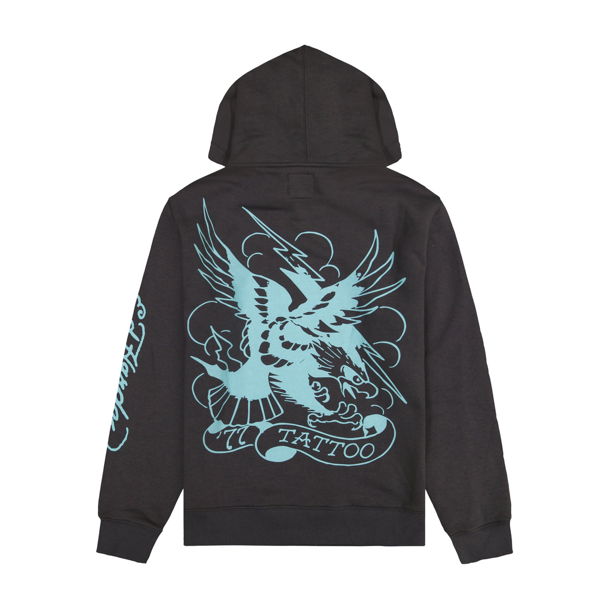 77 Eagle Fleece Pullover Hoodie CHARCOAL | Ed Hardy