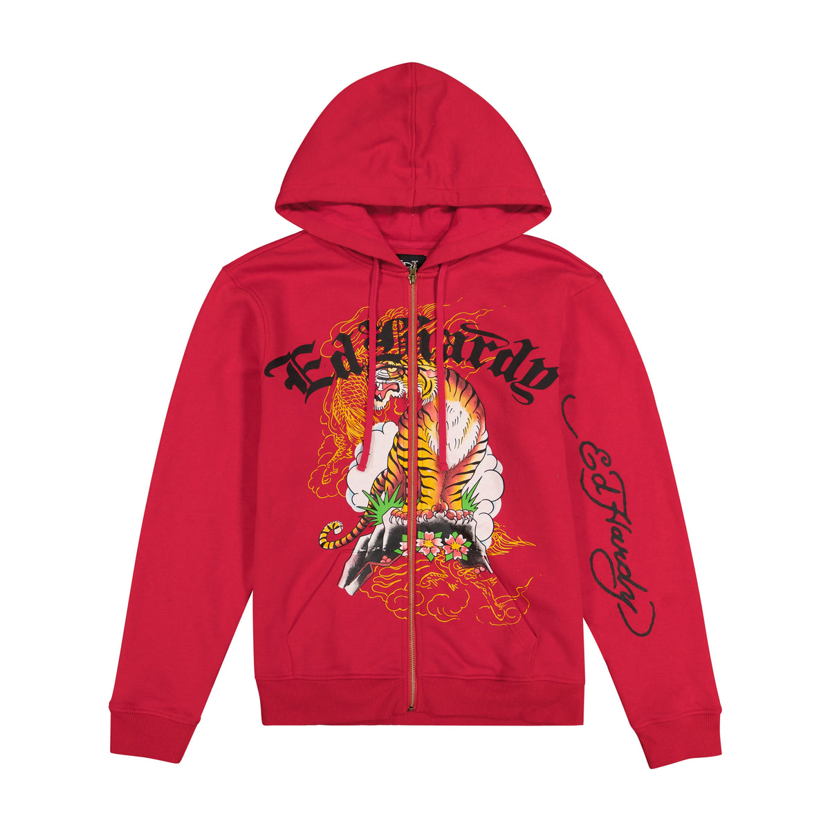 Tiger Mountain Zip Front Hoodie RED | Ed Hardy
