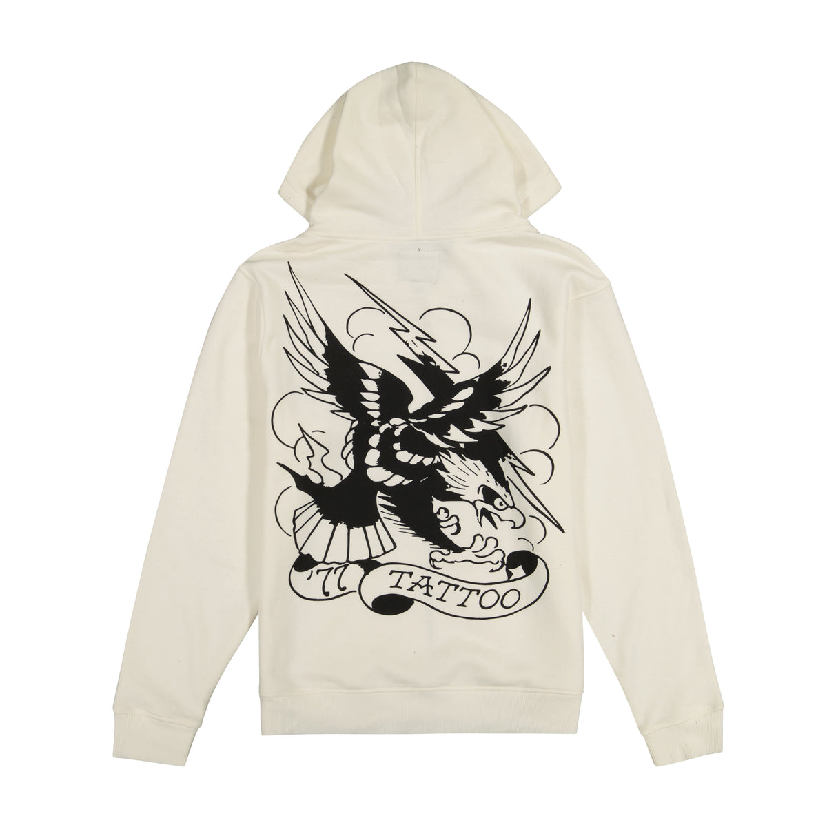 Death Before Dishonor Fleece Zip Front Hoodie IVORY | Ed Hardy
