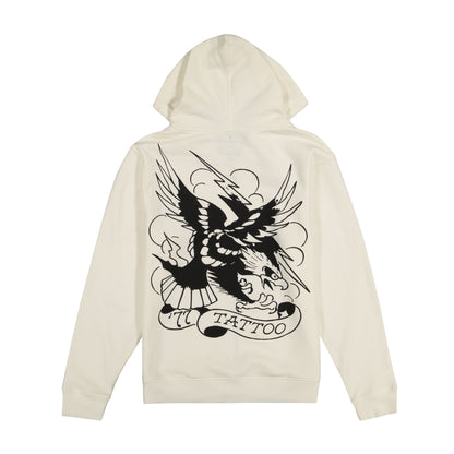 Death Before Dishonor Fleece Zip Front Hoodie IVORY | Ed Hardy