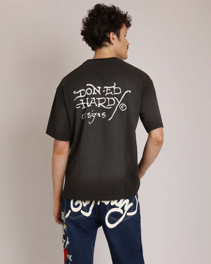 Panther Flame Boxy Tee SUNFADE GREY | Ed Hardy