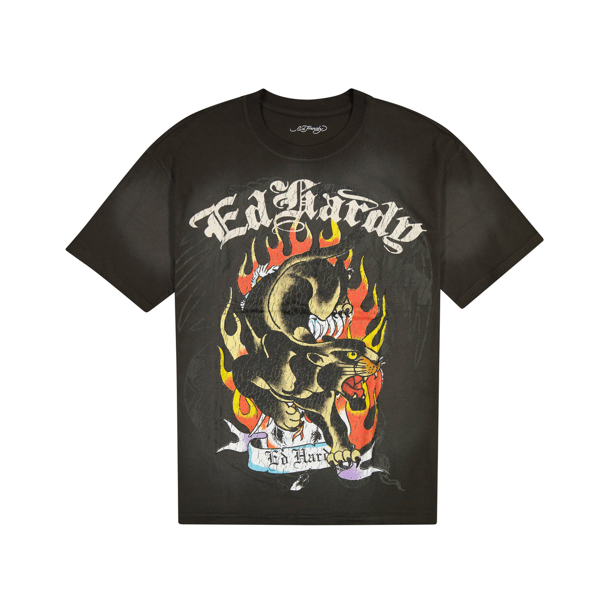 Panther Flame Boxy Tee SUNFADE GREY | Ed Hardy