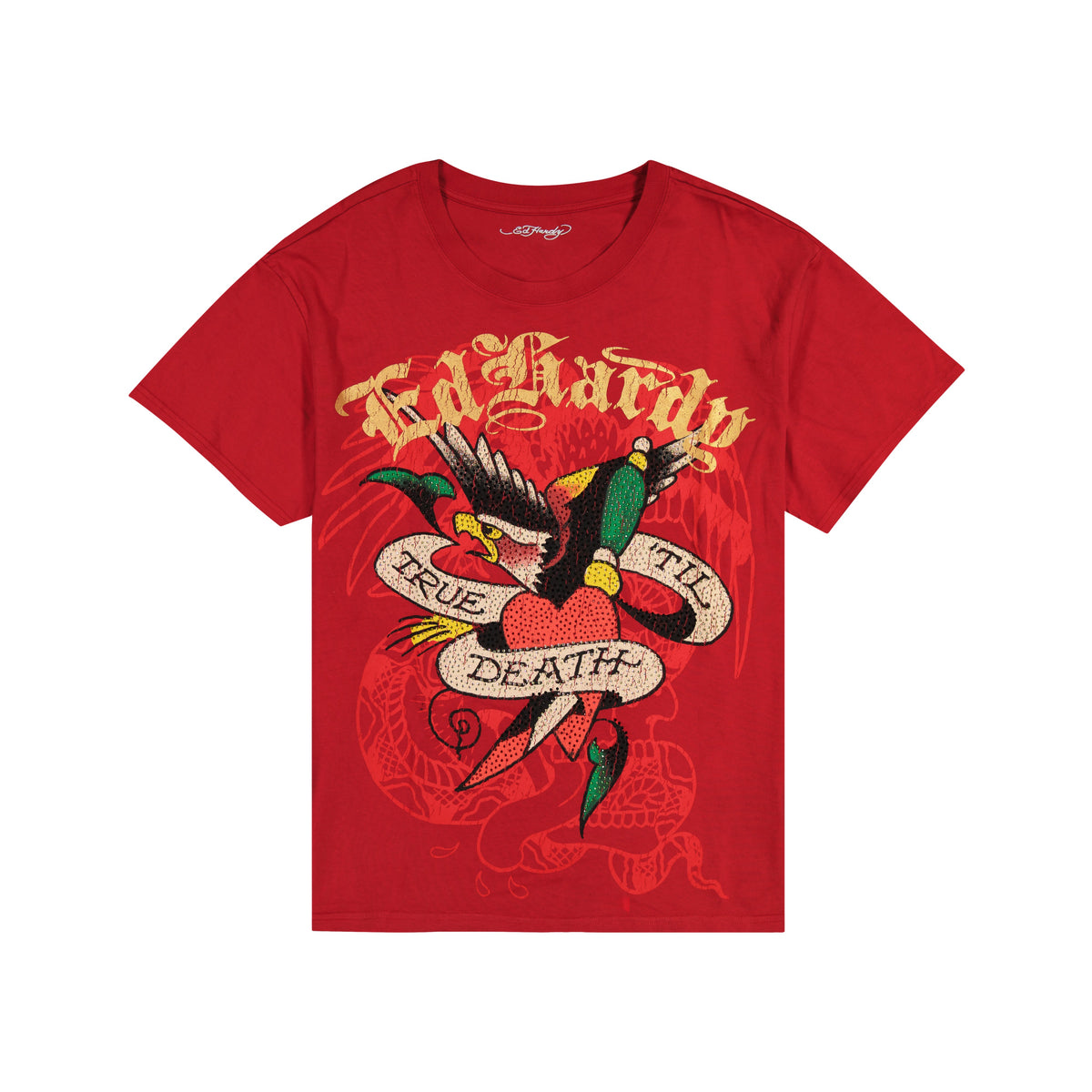 True Eagle Rhinestone Boxy Tee TANGO RED | Ed Hardy