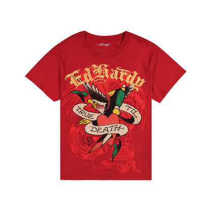 True Eagle Rhinestone Boxy Tee TANGO RED | Ed Hardy