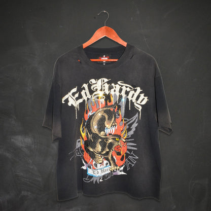 Panther Cropped Mens Boxy Tee VTG BLACK | Ed Hardy