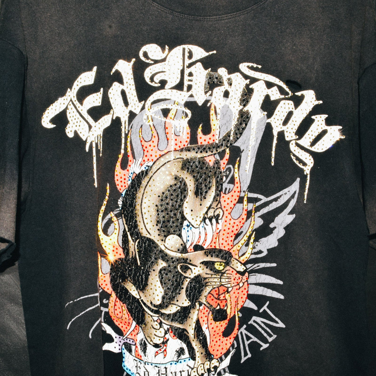 Panther Cropped Mens Boxy Tee VTG BLACK | Ed Hardy