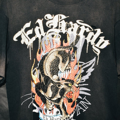 Panther Cropped Mens Boxy Tee VTG BLACK | Ed Hardy